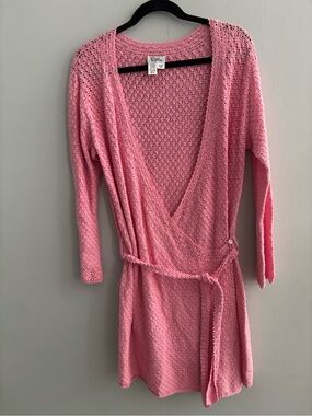Lilly Pulitzer Pink Crochet Wrap Robe